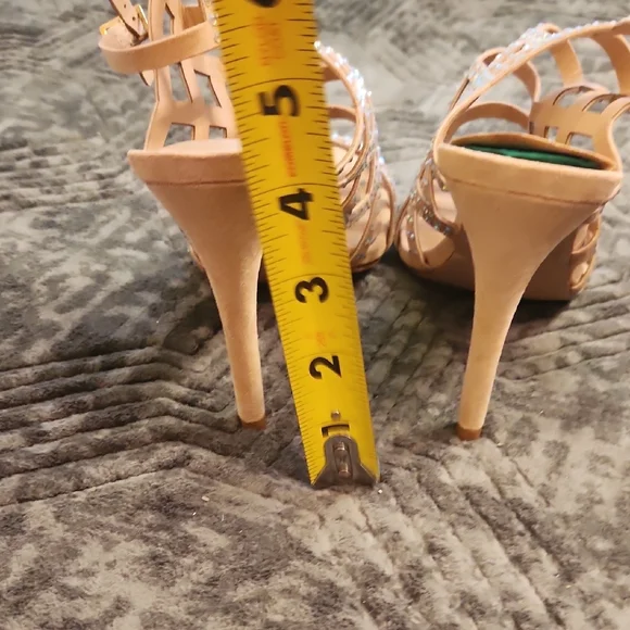 Madden Girl Tan Rhinestone Strappy Heels - Picture 15 of 16